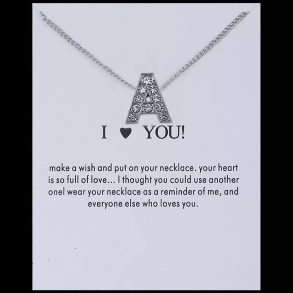 “Sara” silver initial “A” rhinestone necklace 💟